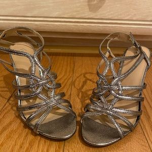 Silver strappy heels